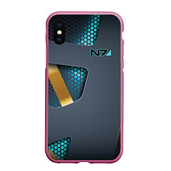 Чехол iPhone XS Max матовый Mass Effect N7, цвет: 3D-малиновый