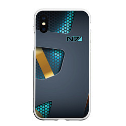 Чехол iPhone XS Max матовый Mass Effect N7, цвет: 3D-белый