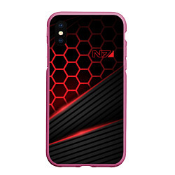 Чехол iPhone XS Max матовый Mass Effect N7, цвет: 3D-малиновый