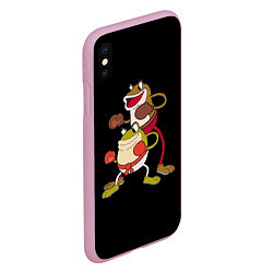 Чехол iPhone XS Max матовый Cuphead - Рибби и Крокс, цвет: 3D-розовый — фото 2
