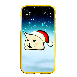 Чехол iPhone XS Max матовый Woman yelling at cat, цвет: 3D-желтый