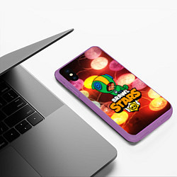 Чехол iPhone XS Max матовый BRAWL STARS НОВОГОДНИЙ, цвет: 3D-фиолетовый — фото 2