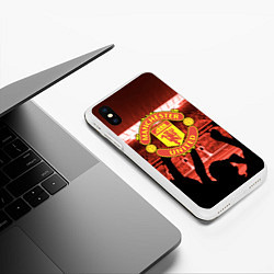 Чехол iPhone XS Max матовый Manchester United, цвет: 3D-белый — фото 2