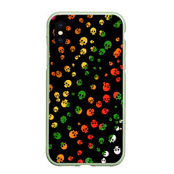 Чехол iPhone XS Max матовый Черепа, цвет: 3D-салатовый