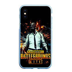 Чехол iPhone XS Max матовый PUBG Lite, цвет: 3D-голубой