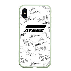 Чехол iPhone XS Max матовый ATEEZ АВТОГРАФЫ, цвет: 3D-салатовый