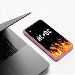 Чехол iPhone XS Max матовый AC DC, цвет: 3D-малиновый — фото 2
