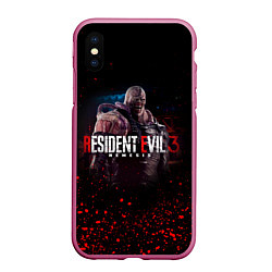 Чехол iPhone XS Max матовый RESIDENT EVIL 3, цвет: 3D-малиновый