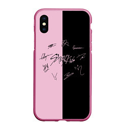 Чехол iPhone XS Max матовый STRAY KIDS, цвет: 3D-малиновый