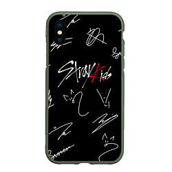 Чехол iPhone XS Max матовый STRAY KIDS, цвет: 3D-темно-зеленый