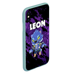 Чехол iPhone XS Max матовый BRAWL STARS ОБОРОТЕНЬ LEON, цвет: 3D-мятный — фото 2