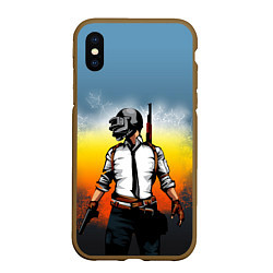 Чехол iPhone XS Max матовый PUBG, цвет: 3D-коричневый