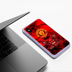 Чехол iPhone XS Max матовый Manchester United, цвет: 3D-светло-сиреневый — фото 2