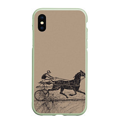 Чехол iPhone XS Max матовый Лошадь с колесницей, цвет: 3D-салатовый