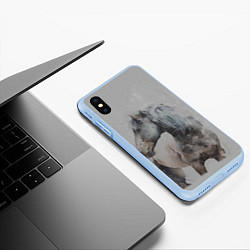 Чехол iPhone XS Max матовый Лошадь, цвет: 3D-голубой — фото 2