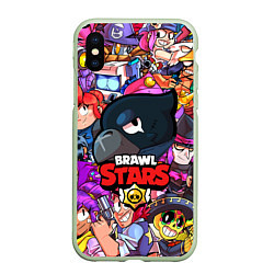 Чехол iPhone XS Max матовый BRAWL STARS CROW, цвет: 3D-салатовый