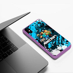 Чехол iPhone XS Max матовый Minecraft Майнкрафт, цвет: 3D-фиолетовый — фото 2