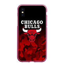 Чехол iPhone XS Max матовый CHICAGO BULLS, цвет: 3D-малиновый