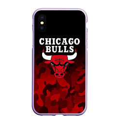 Чехол iPhone XS Max матовый CHICAGO BULLS, цвет: 3D-светло-сиреневый