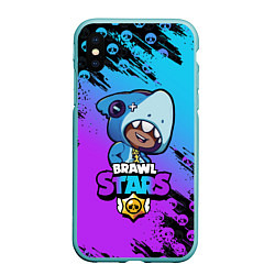 Чехол iPhone XS Max матовый Brawl Stars LEON SHARK, цвет: 3D-мятный