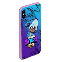 Чехол iPhone XS Max матовый Brawl Stars LEON SHARK, цвет: 3D-сиреневый — фото 2