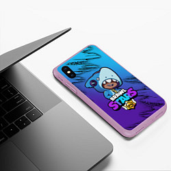 Чехол iPhone XS Max матовый Brawl Stars LEON SHARK, цвет: 3D-сиреневый — фото 2