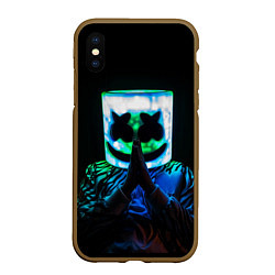 Чехол iPhone XS Max матовый Marshmello, цвет: 3D-коричневый