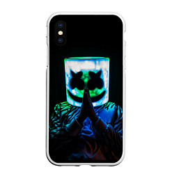 Чехол iPhone XS Max матовый Marshmello, цвет: 3D-белый