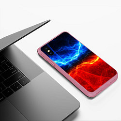 Чехол iPhone XS Max матовый Лёд и огонь, цвет: 3D-малиновый — фото 2