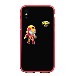 Чехол iPhone XS Max матовый Brawl Stars Мах, цвет: 3D-красный