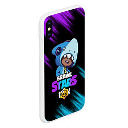 Чехол iPhone XS Max матовый Brawl Stars LEON SHARK, цвет: 3D-белый — фото 2