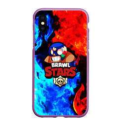 Чехол iPhone XS Max матовый Brawl Stars El Primo, цвет: 3D-фиолетовый