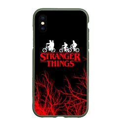 Чехол iPhone XS Max матовый STRANGER THINGS, цвет: 3D-темно-зеленый