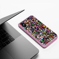 Чехол iPhone XS Max матовый Brawl Stars персонажи, цвет: 3D-розовый — фото 2