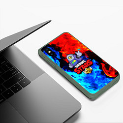 Чехол iPhone XS Max матовый BRAWL STARS RICOCHET, цвет: 3D-темно-зеленый — фото 2