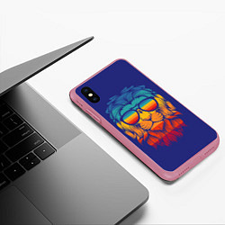 Чехол iPhone XS Max матовый LION1, цвет: 3D-малиновый — фото 2