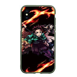 Чехол iPhone XS Max матовый KIMETSU NO YAIBA, цвет: 3D-темно-зеленый