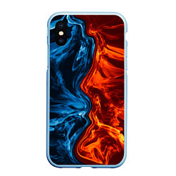 Чехол iPhone XS Max матовый Огонь и вода, цвет: 3D-голубой