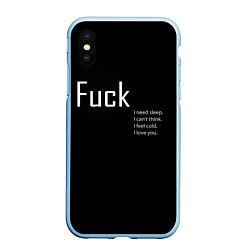 Чехол iPhone XS Max матовый Fuck, цвет: 3D-голубой