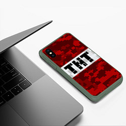 Чехол iPhone XS Max матовый MINECRAFT TNT, цвет: 3D-темно-зеленый — фото 2