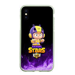 Чехол iPhone XS Max матовый Brawl Stars BEA, цвет: 3D-салатовый