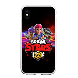 Чехол iPhone XS Max матовый BRAWL STARS, цвет: 3D-белый