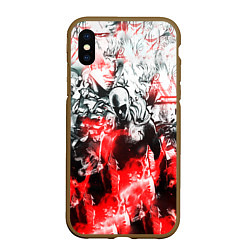 Чехол iPhone XS Max матовый One-Punch Man Collage, цвет: 3D-коричневый