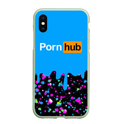 Чехол iPhone XS Max матовый PornHub, цвет: 3D-салатовый