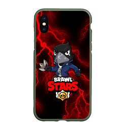 Чехол iPhone XS Max матовый Brawl Stars CROW, цвет: 3D-темно-зеленый