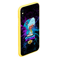 Чехол iPhone XS Max матовый BRAWL STARS LEON SHARK, цвет: 3D-желтый — фото 2