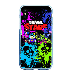 Чехол iPhone XS Max матовый BRAWL STARS, цвет: 3D-голубой