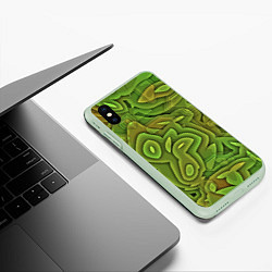 Чехол iPhone XS Max матовый Необычный камуфляж, цвет: 3D-салатовый — фото 2