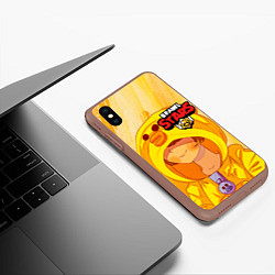 Чехол iPhone XS Max матовый AniBrawlStars Leon Sally, цвет: 3D-коричневый — фото 2