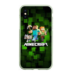 Чехол iPhone XS Max матовый Minecraft Майнкрафт, цвет: 3D-салатовый